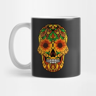 Craneo Dia De Los Muertos. Flower Sugar Skull with Sunflowers Dia De Muertos Shirt Mug